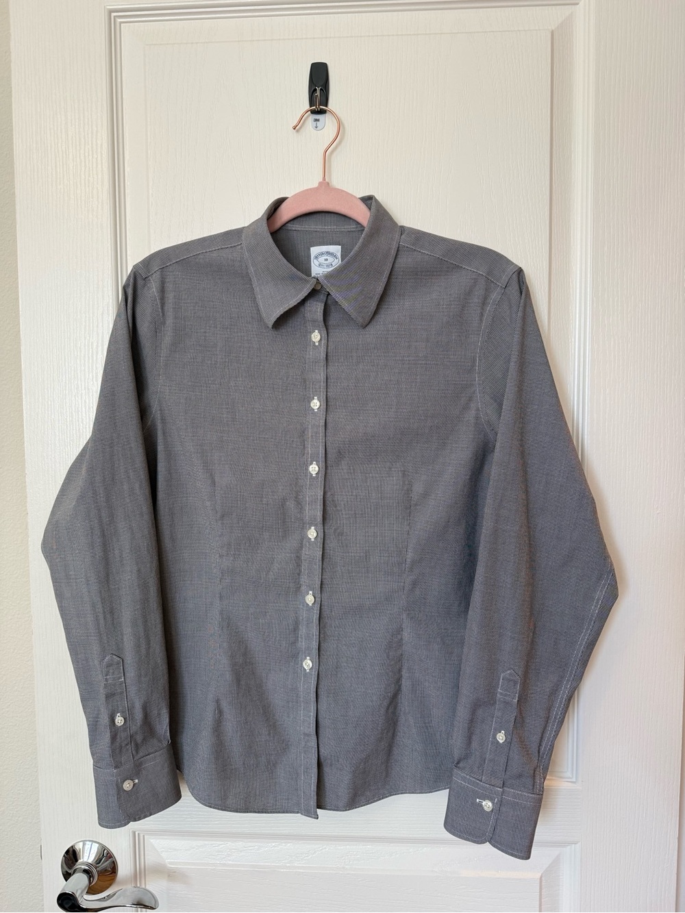 Brooks Brothers Black and White Non-Iron Stretch Women's Button-Down Shirt